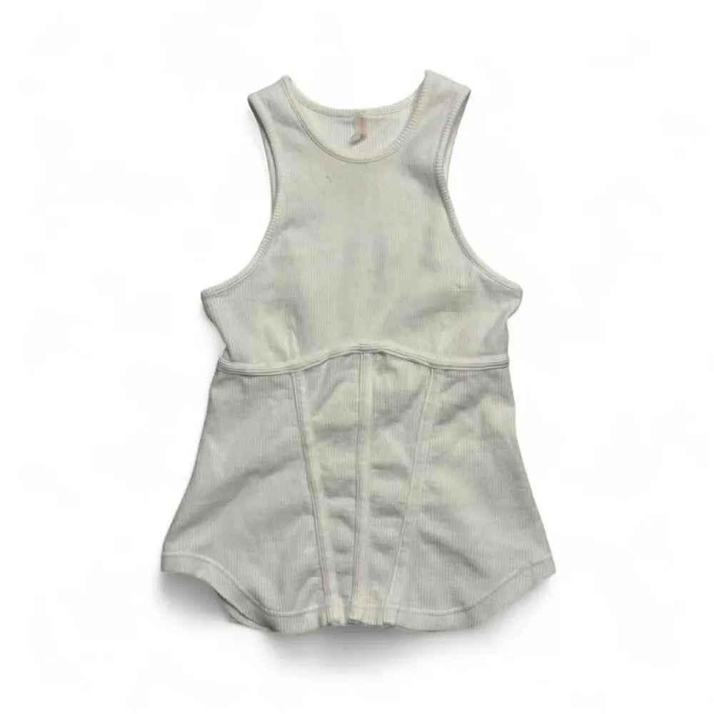 Free People Fitted Cotton White Contour Tank Top Size Extra Small Cute Summer